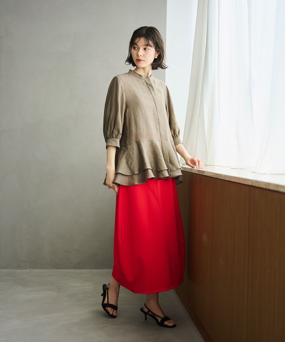 #Newans 【洗える】ダブルフリルヘムシアーシャツ 