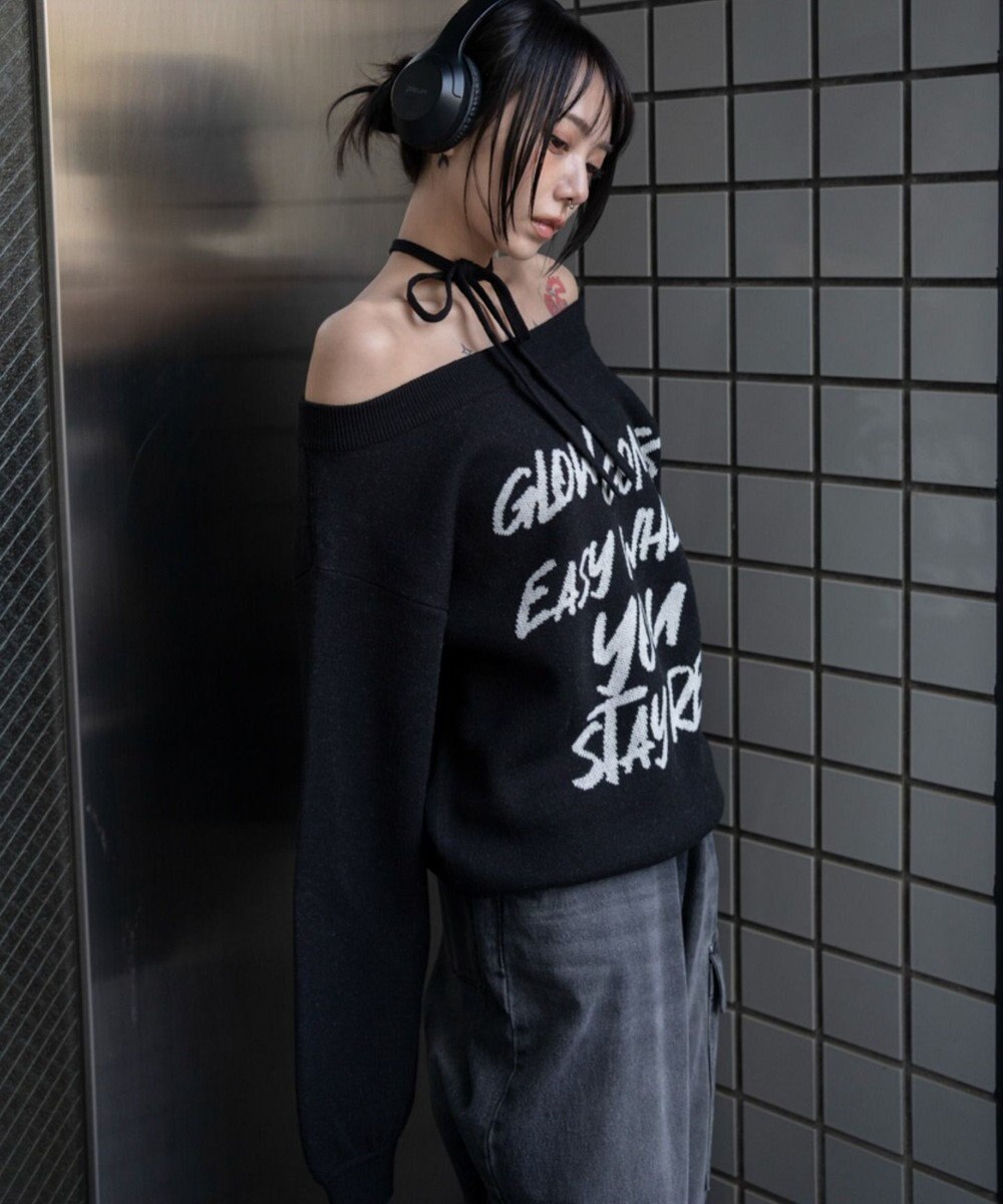 WEGO 2WAYショルダーリボンニット 