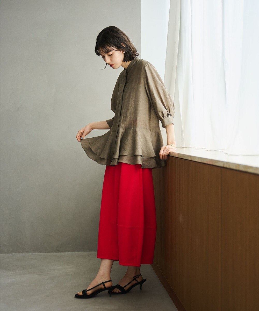 #Newans 【洗える】ダブルフリルヘムシアーシャツ 