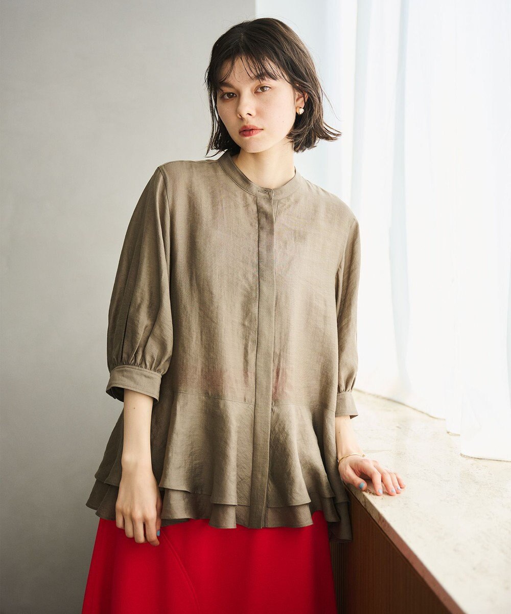 #Newans 【洗える】ダブルフリルヘムシアーシャツ 