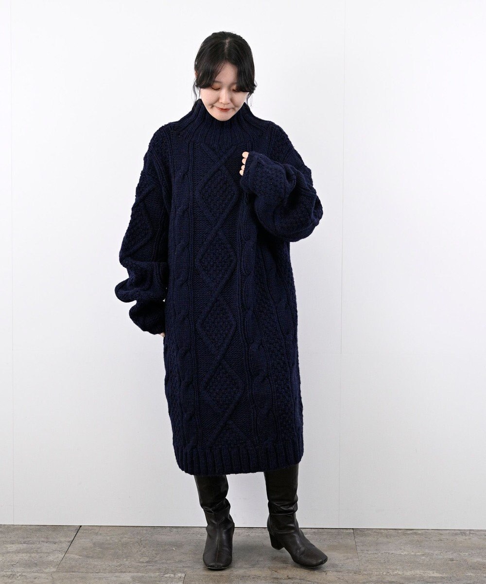 LENO ARAN ONEPIECE　アラン柄ニットワンピース 