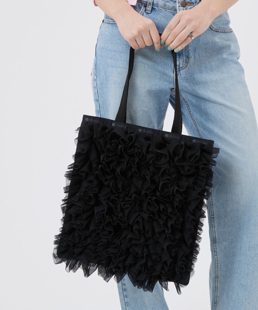LeSportsac RUFFLE LG EMERALD TOTE/ブラックレースラッフル 