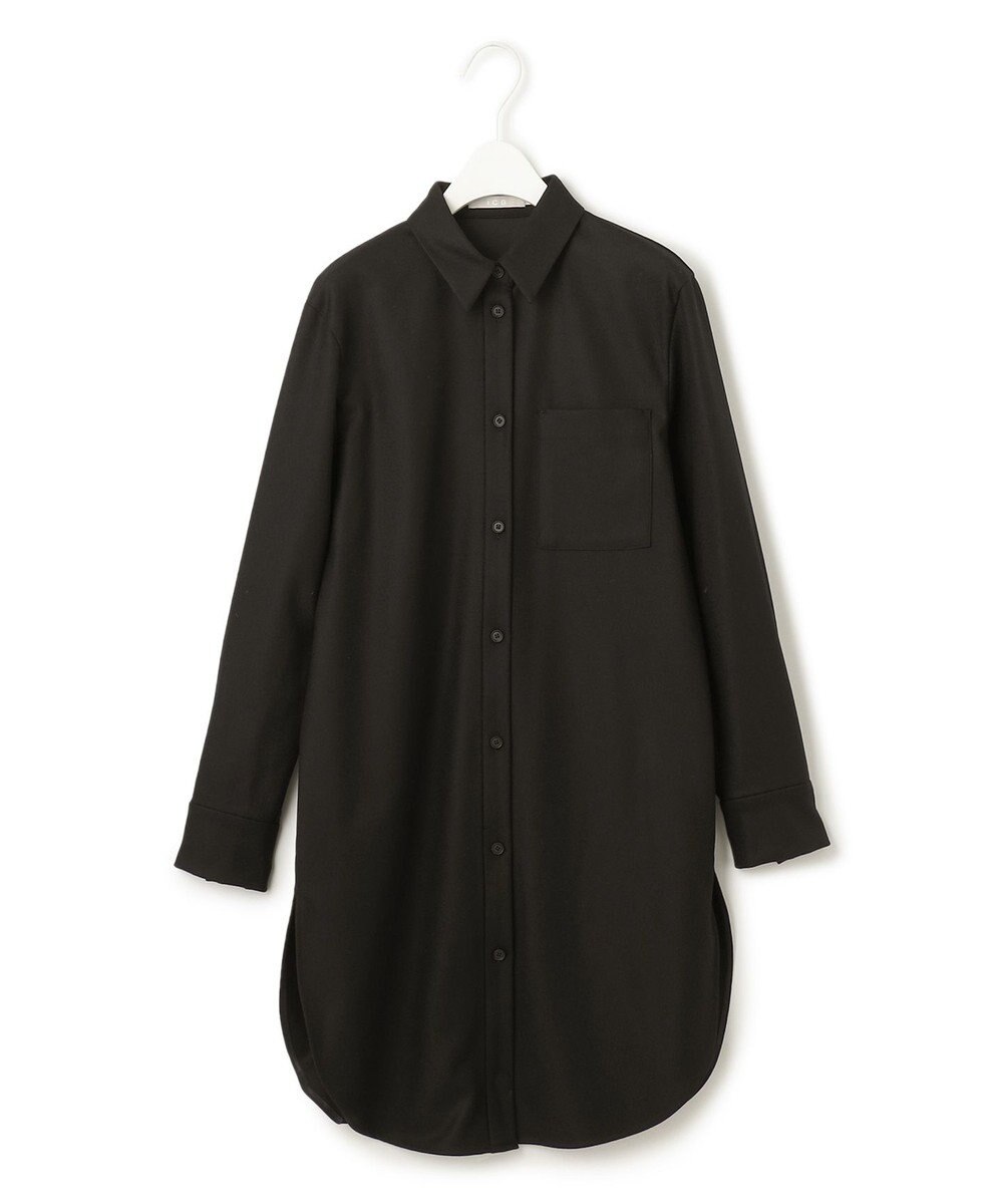 ICB L 【洗える】 ウールミルドサキソニー ロングシャツ 