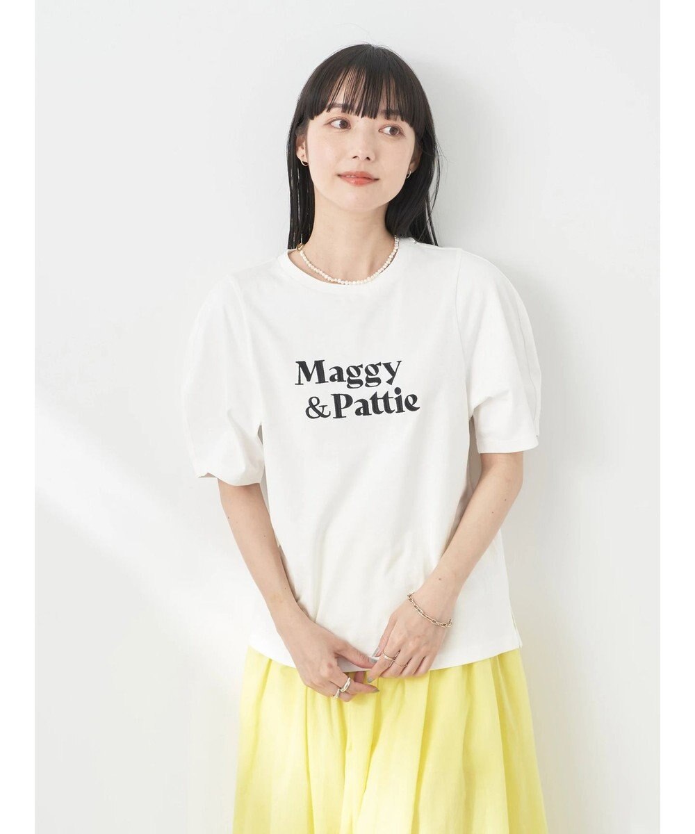 earth music&ecology フォルムスリーブ刺繍ロゴＴＥＥ 