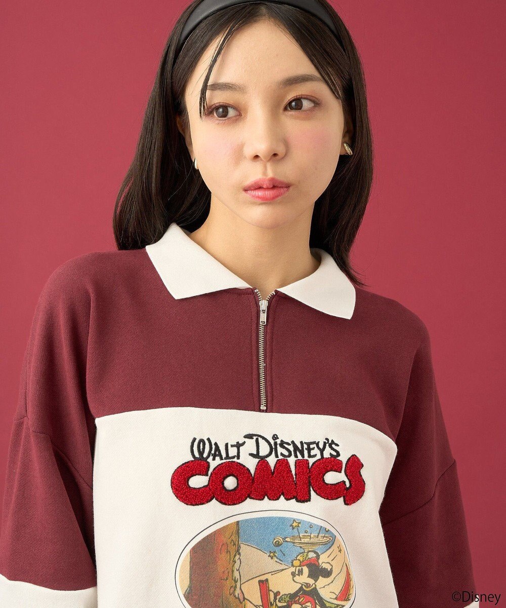earth music&ecology Ｄｉｓｎｅｙ／レトロコミックハーフｚｉｐスウェット 