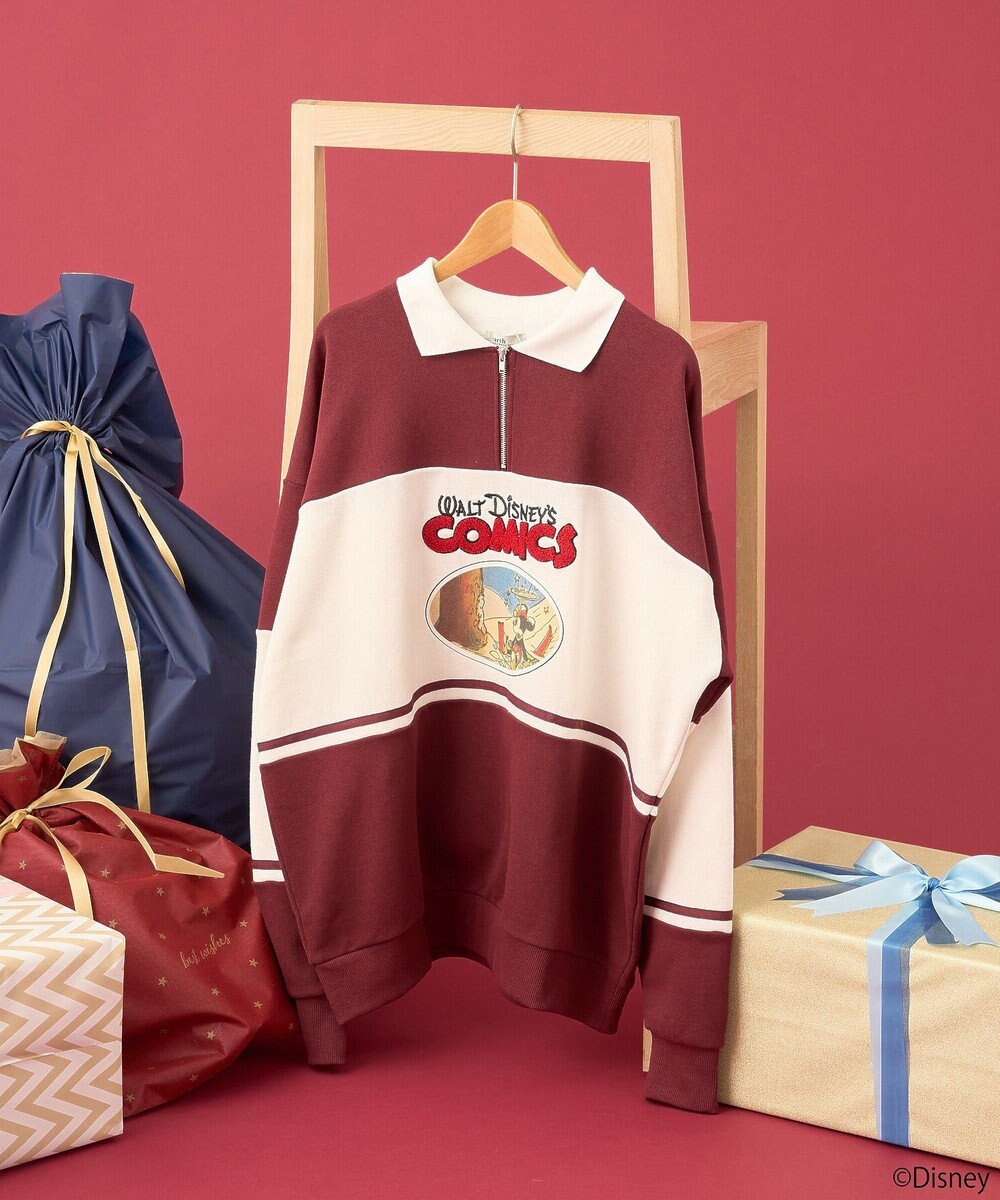 earth music&ecology Ｄｉｓｎｅｙ／レトロコミックハーフｚｉｐスウェット 