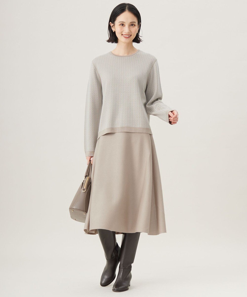 自由区 【WEB限定カラーあり・洗える】リバーシブルニット セットアップ(プルオーバー×フレアスカート) 