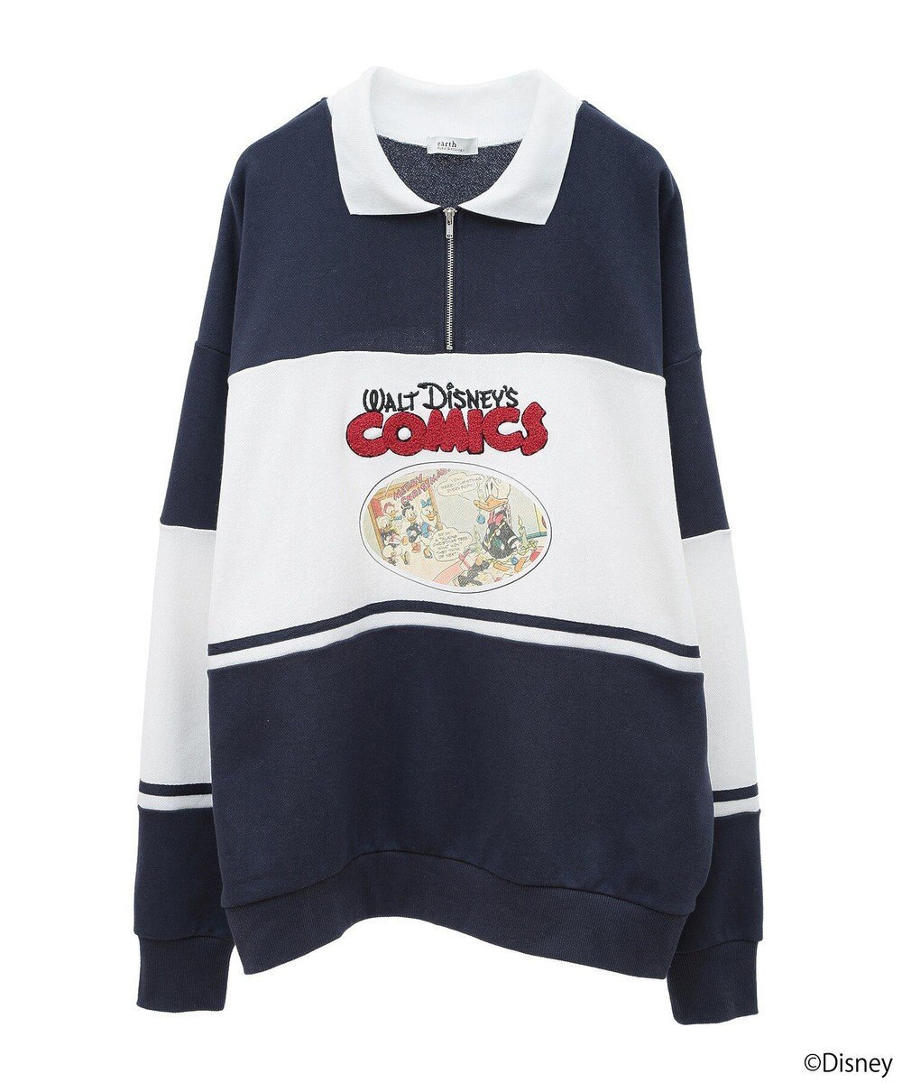 earth music&ecology Ｄｉｓｎｅｙ／レトロコミックハーフｚｉｐスウェット 