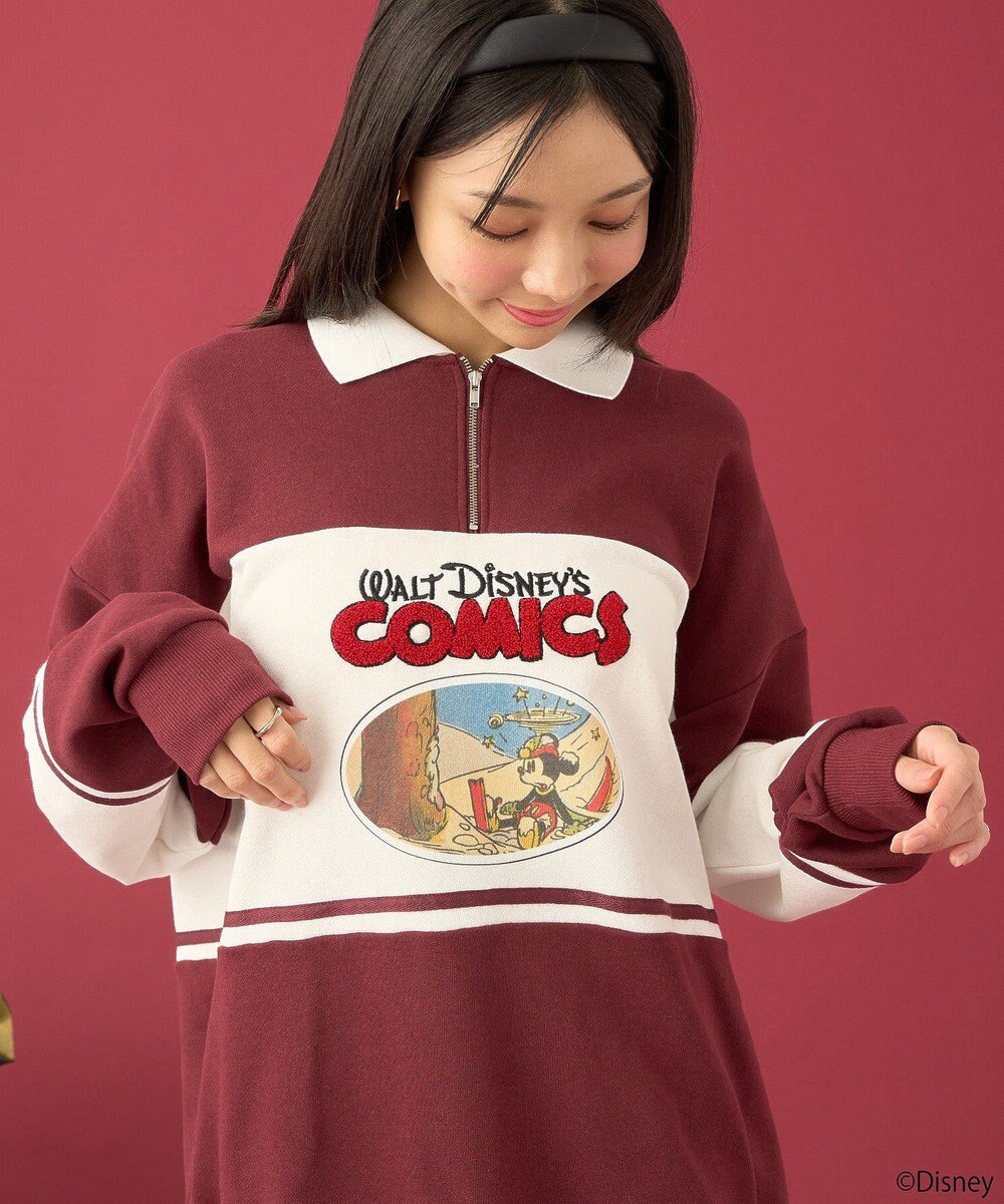 earth music&ecology Ｄｉｓｎｅｙ／レトロコミックハーフｚｉｐスウェット 