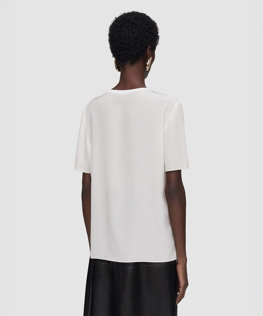JOSEPH 【FOUNDATIONS】クレープ ド ソワ　シルクTシャツ NEW RUBIN 