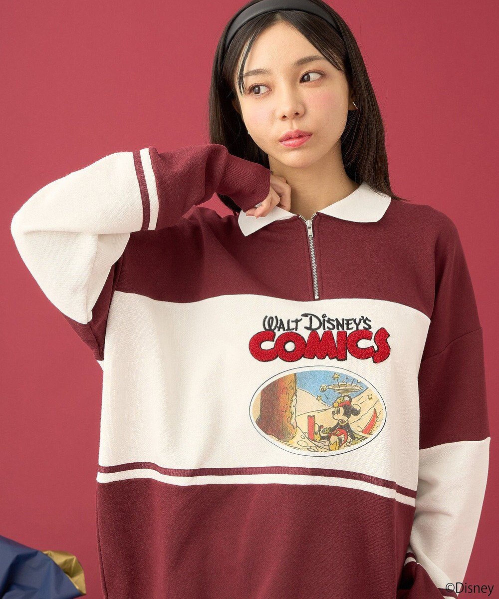 earth music&ecology Ｄｉｓｎｅｙ／レトロコミックハーフｚｉｐスウェット 