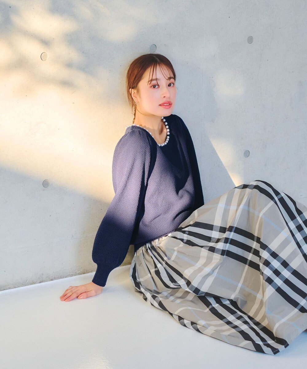 Tiaclasse 【洗える】衿パールニットトップス 