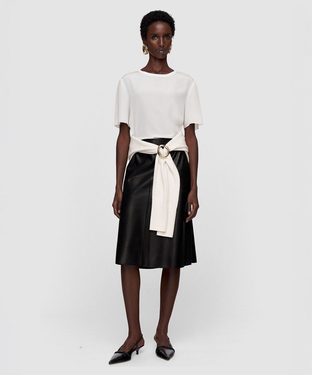 JOSEPH 【FOUNDATIONS】クレープ ド ソワ　シルクTシャツ NEW RUBIN 