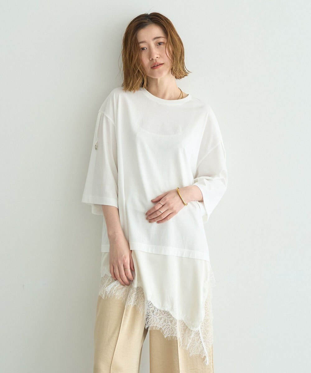 YECCA VECCA ドロストスリーブヘムレースTee 