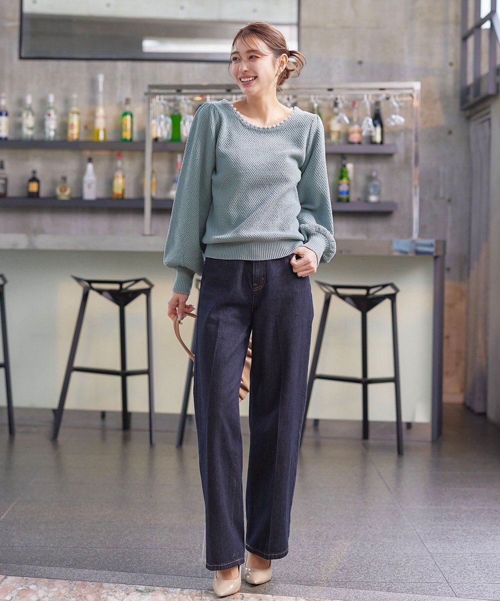 Tiaclasse 【洗える】衿パールニットトップス 