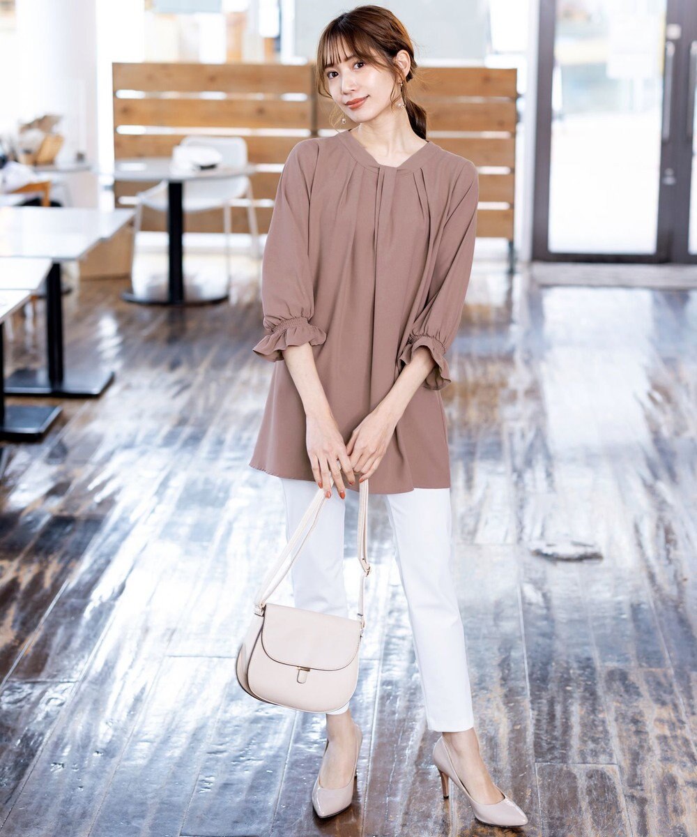 Tiaclasse L 【洗える】ボウタイ風チュニック 