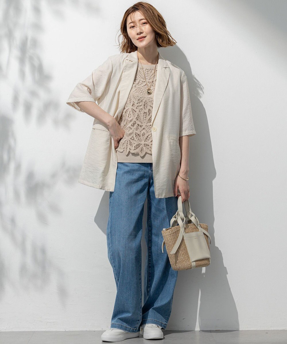 23区 L 【Oggi6月号掲載/接触冷感】23区DENIM サマー タック ワイド パンツ 