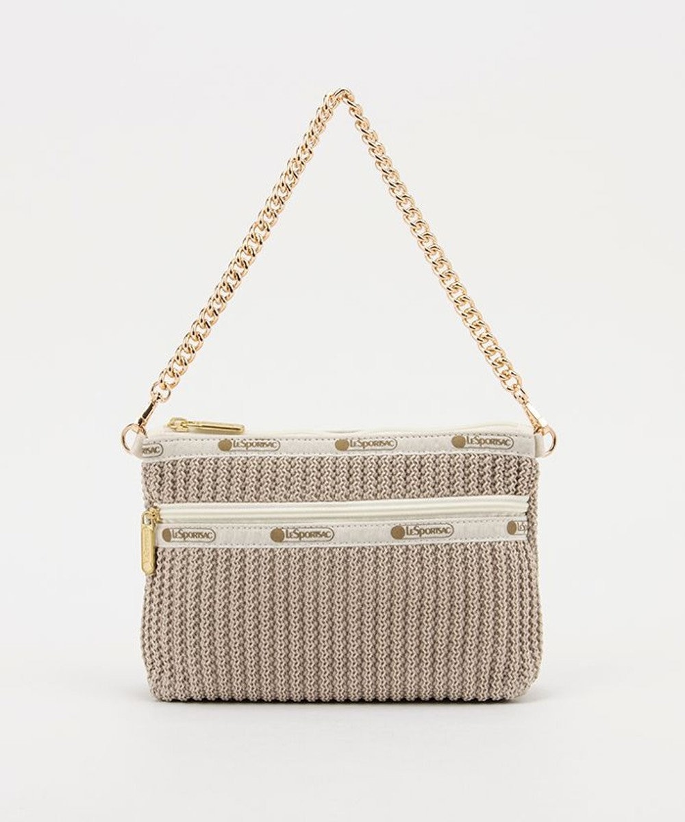LeSportsac CHAIN CROCHET CLUTCH/ベージュクロシェ 