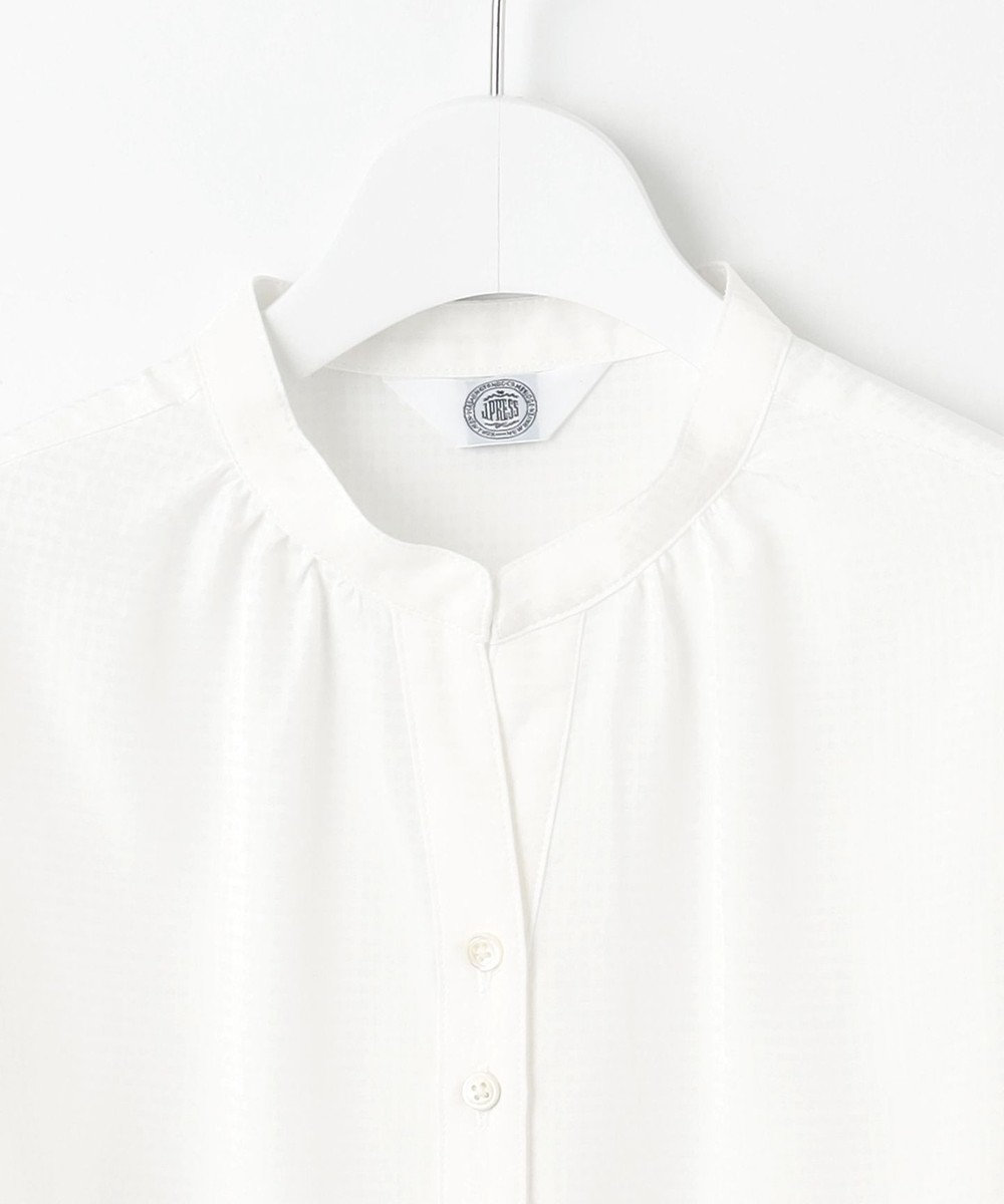 J.PRESS LADIES S 【洗える】アセVisシャドーギンガム タック ブラウス 