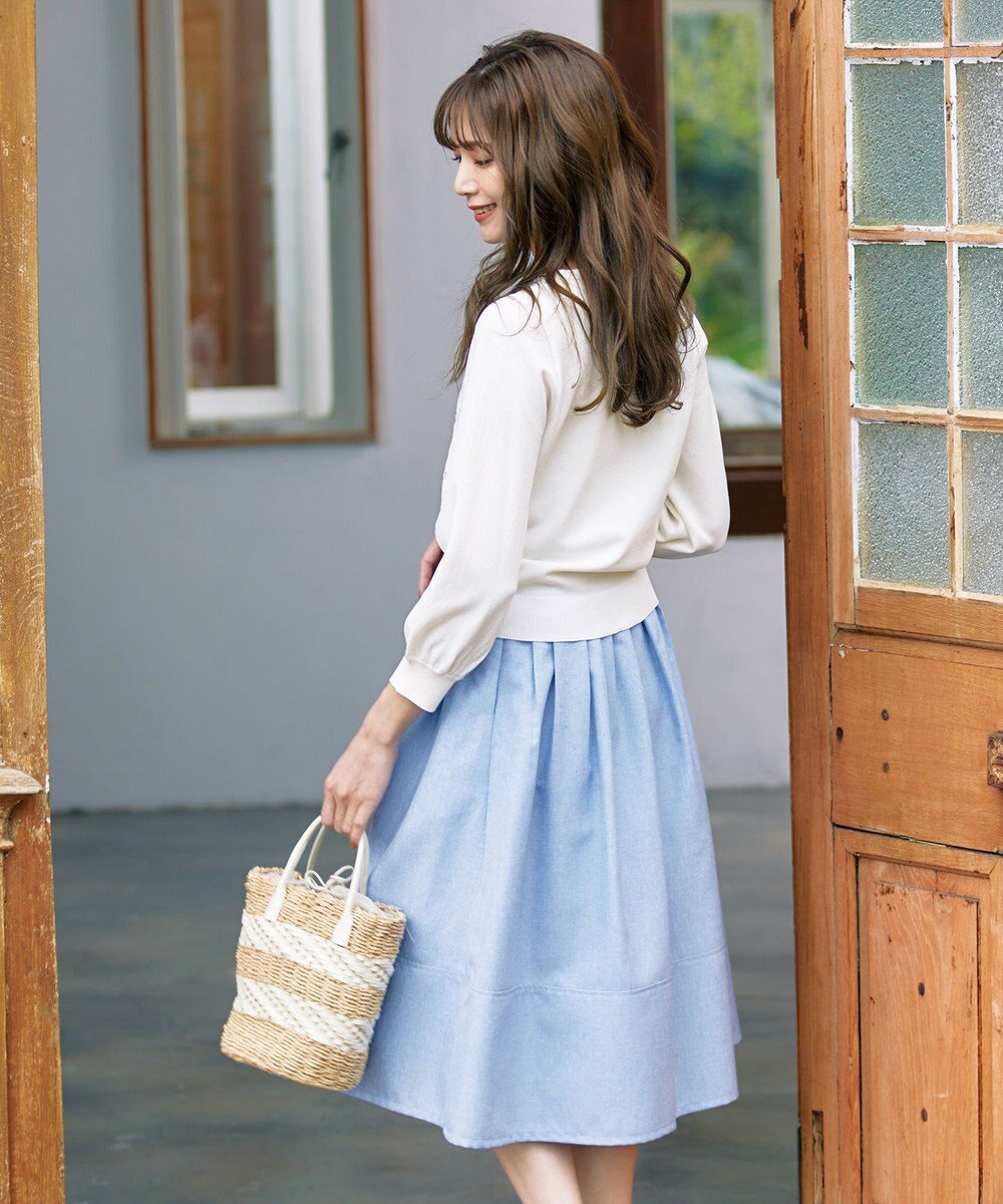 Tiaclasse 【洗える】7分袖前身レースカーディガン 