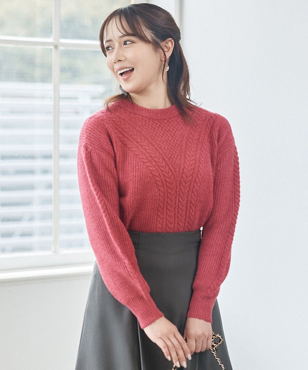 ANY SIS S 【洗える】フロントケーブルポイントアンゴラブレンド ニット 