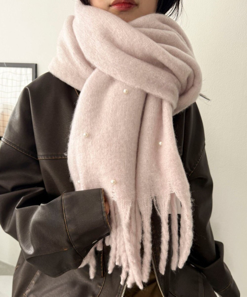 WEGO パール付きワイドフリンジストール 