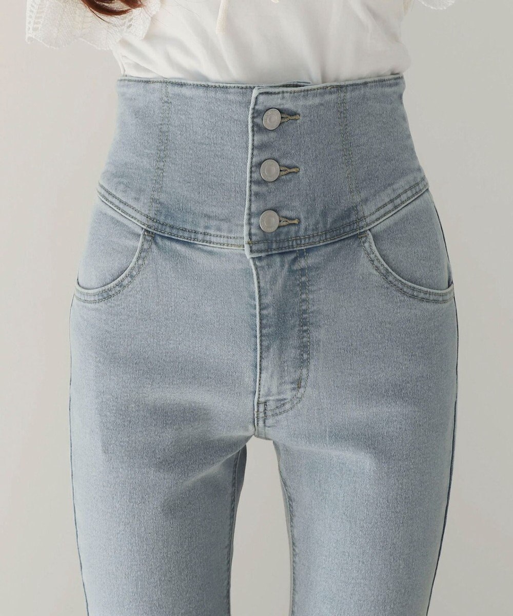 WEGO 【ストレッチ/美脚/脚長シルエット/XSSMサイズ展開】ハイウエストストレッチフレアデニムパンツ 