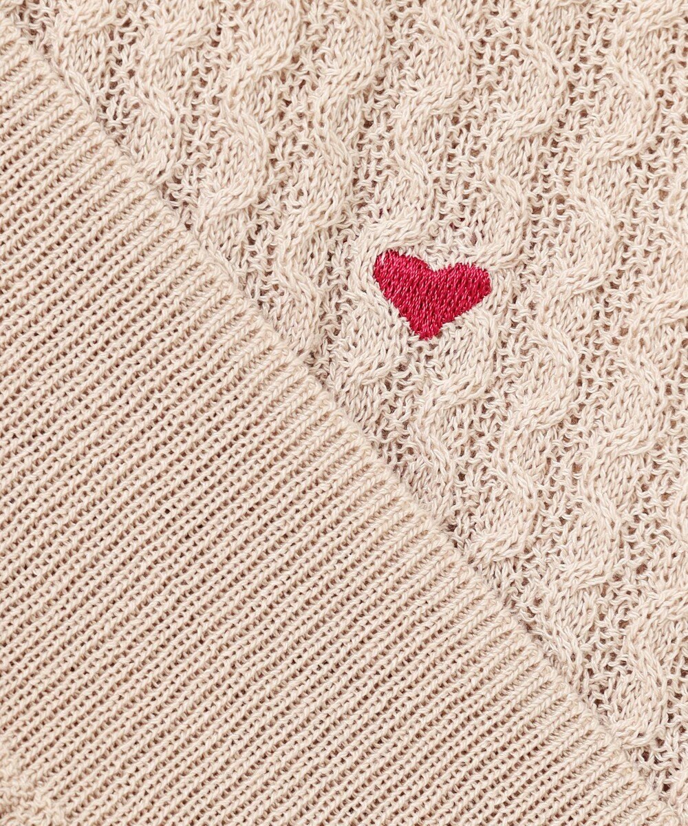 Feroux 【洗える】ハーフスリーブ ハート刺繍 ニット 