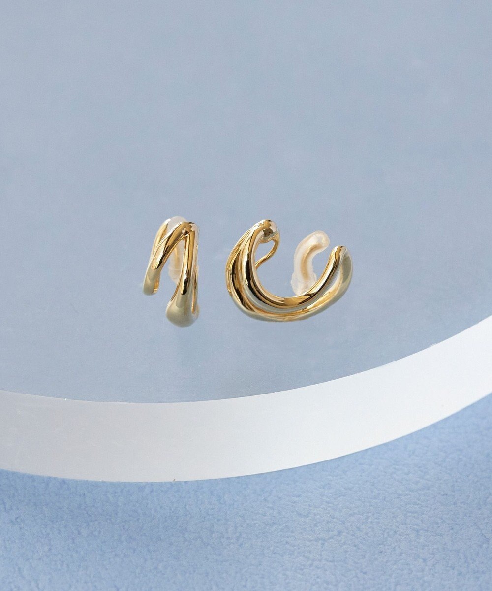 Phoebe 【金属アレルギー対応】【痛くないシリーズ】ダブルフープライトフィットイヤリング ゴールド 