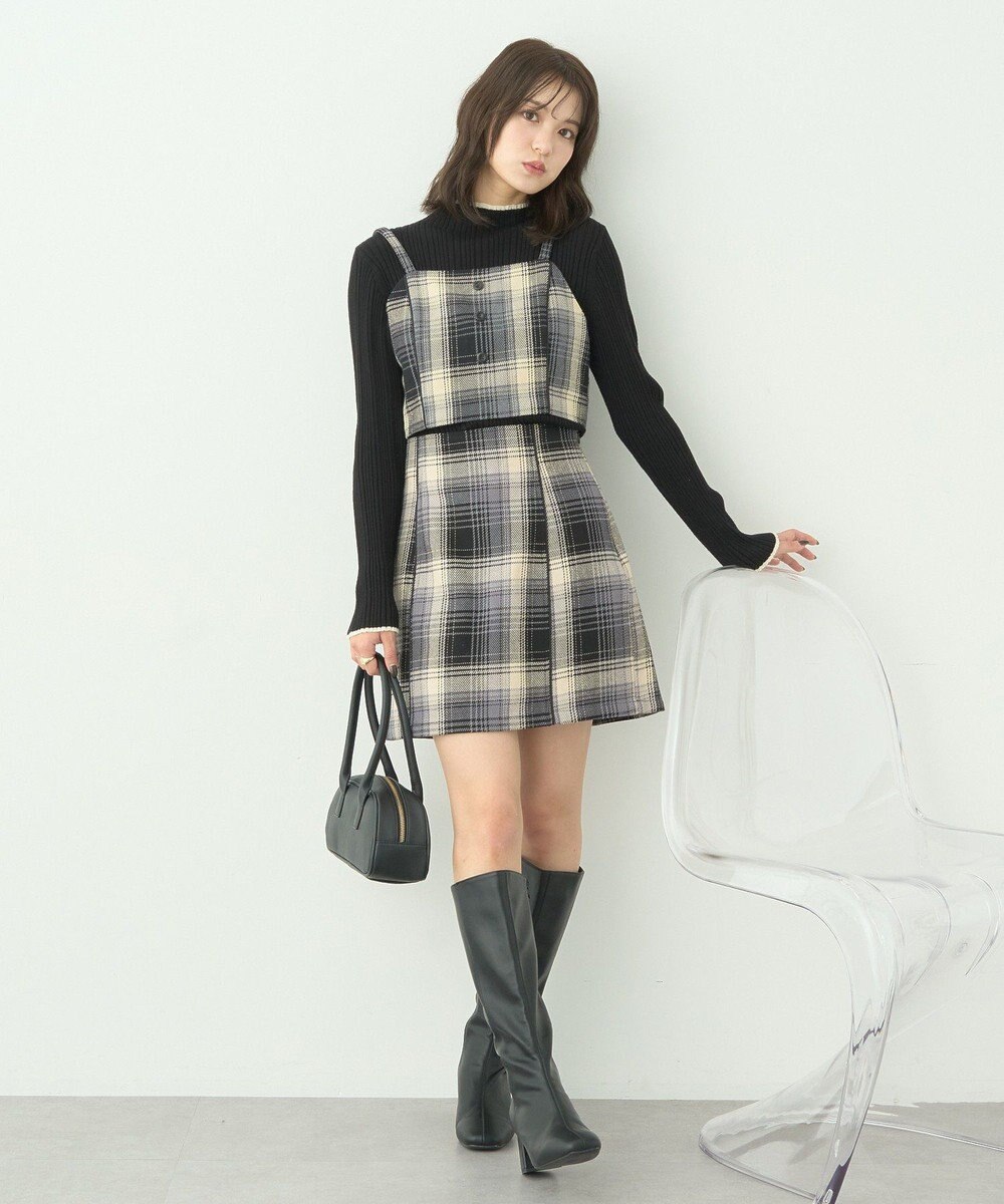 earth music&ecology コットンツイルチェックビスチェ 