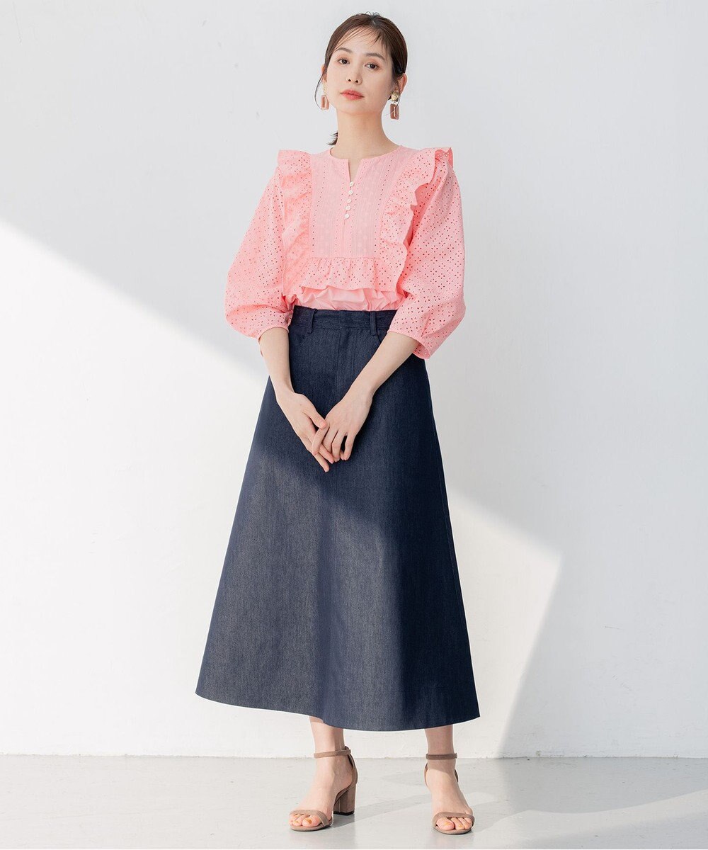 組曲 【洗える】デニムライクギャバ スカート 