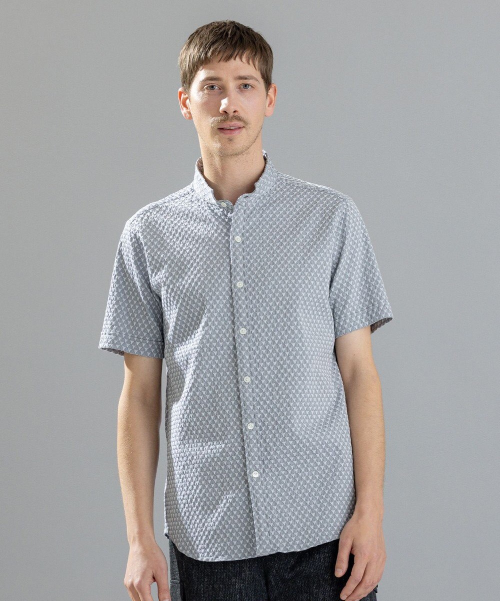 JOSEPH HOMME トライジャガードストレッチ   ウイングカラー半袖シャツ 