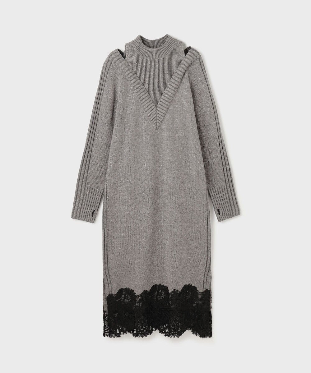 GRACE CONTINENTAL レイヤードレースニットワンピース 