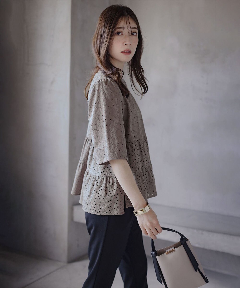 組曲 【新色追加】エンブロイダリーレースフリル ブラウス 