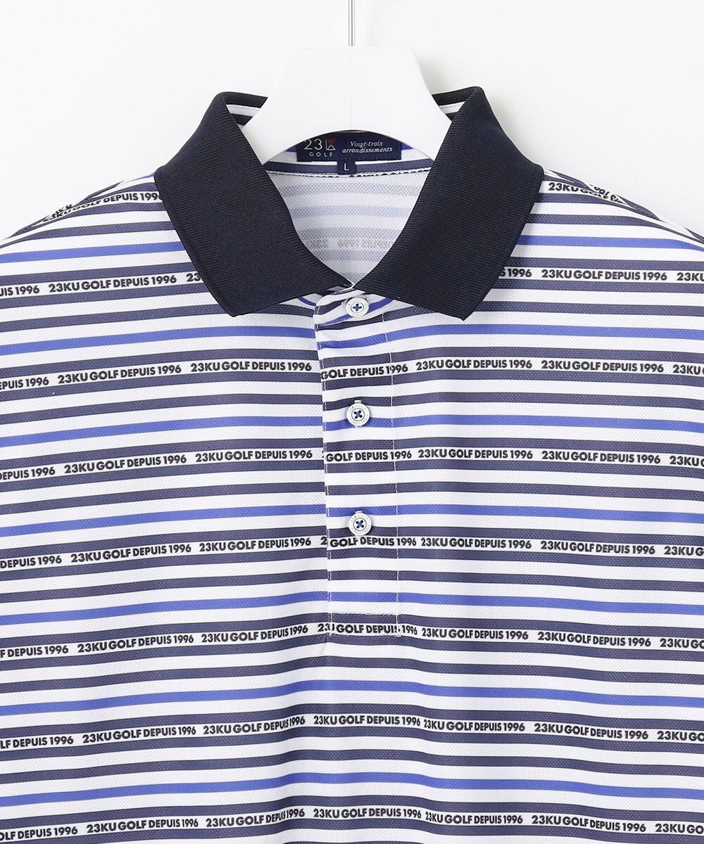 23区GOLF 【MEN】【吸水速乾・UVケア】ボーダーロゴ 半袖シャツ 