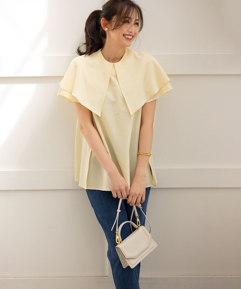 組曲 L サッカーストレッチ 襟付きブラウス 