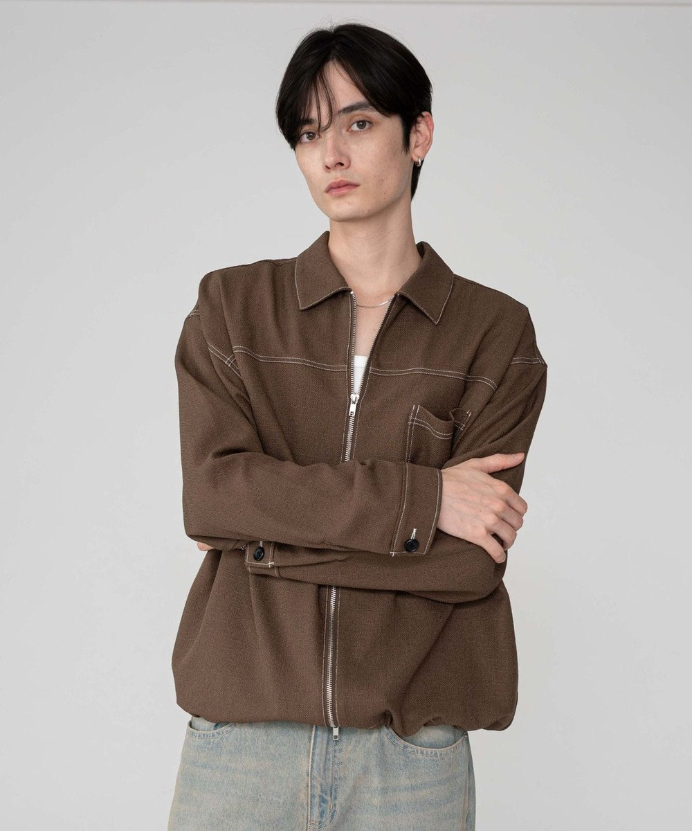 WEGO 【ユニセックス着用ITEM/MLサイズ展開】カラーステッチシャツジャケット 