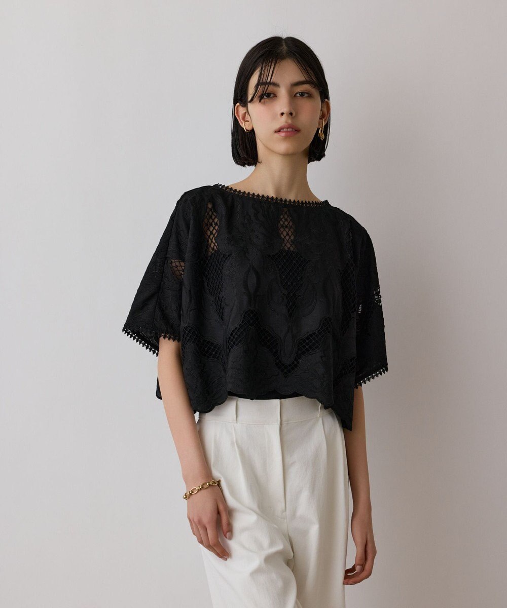 GRACE CONTINENTAL 刺繍ポンチョトップ 