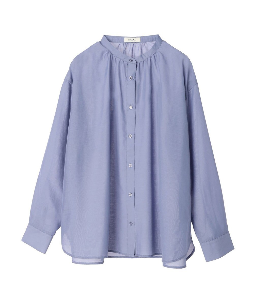 earth music&ecology シアーギャザーネックブラウス 