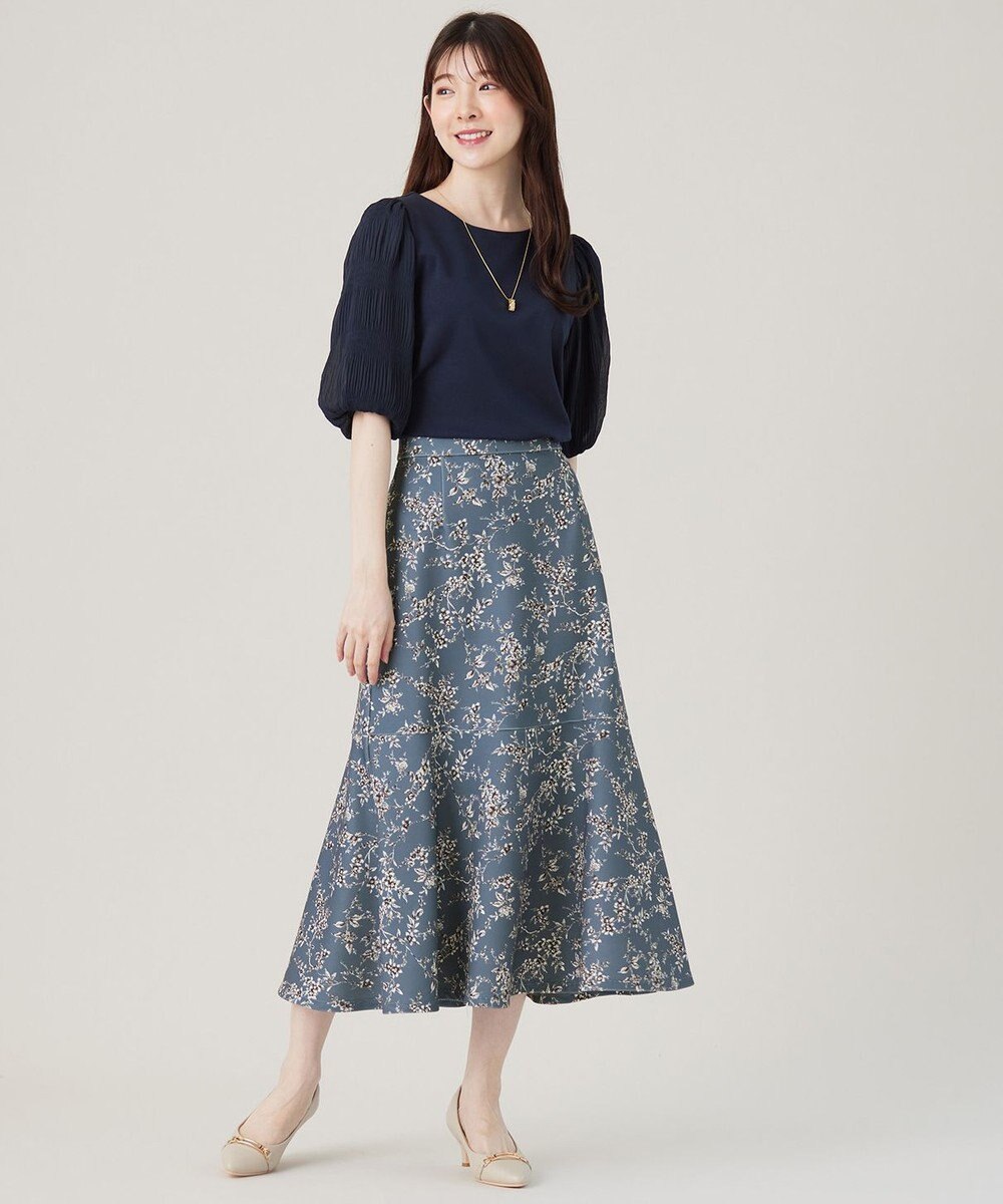 ANY SIS 【洗える】フラワープリントペプラム スカート 