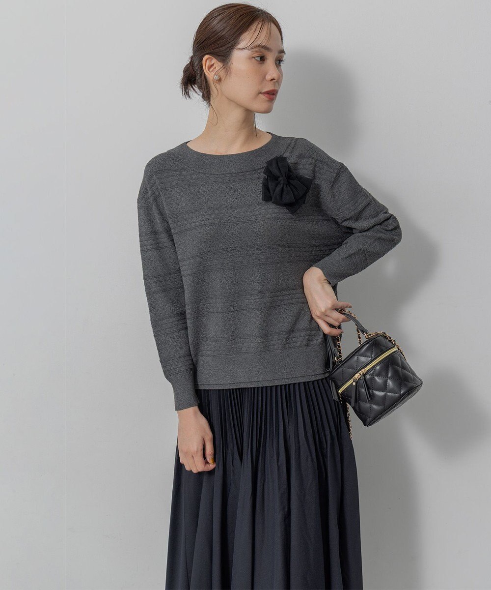 組曲 S 編み柄ディテールニット 