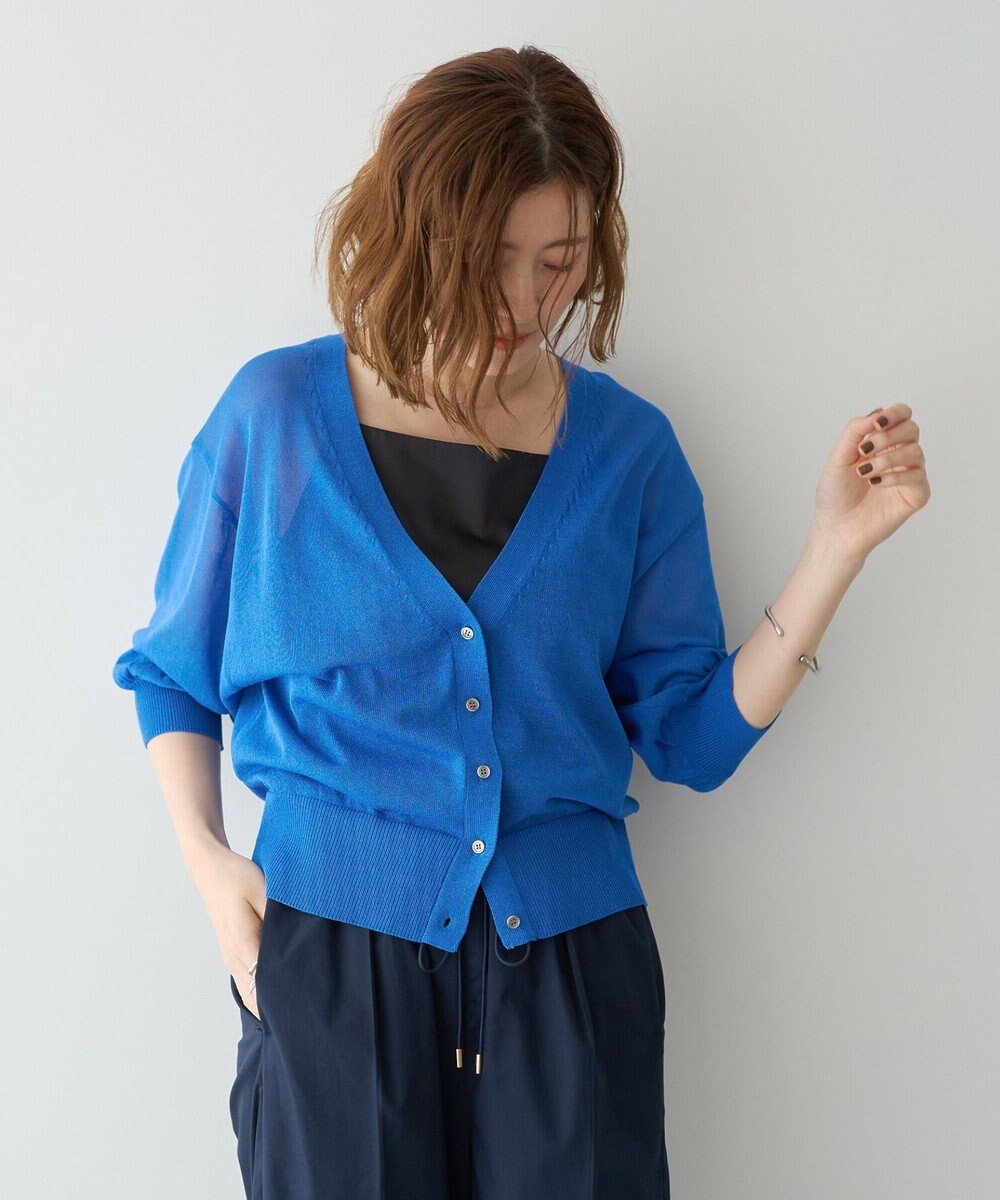 YECCA VECCA シアーニットVネックカーディガン 