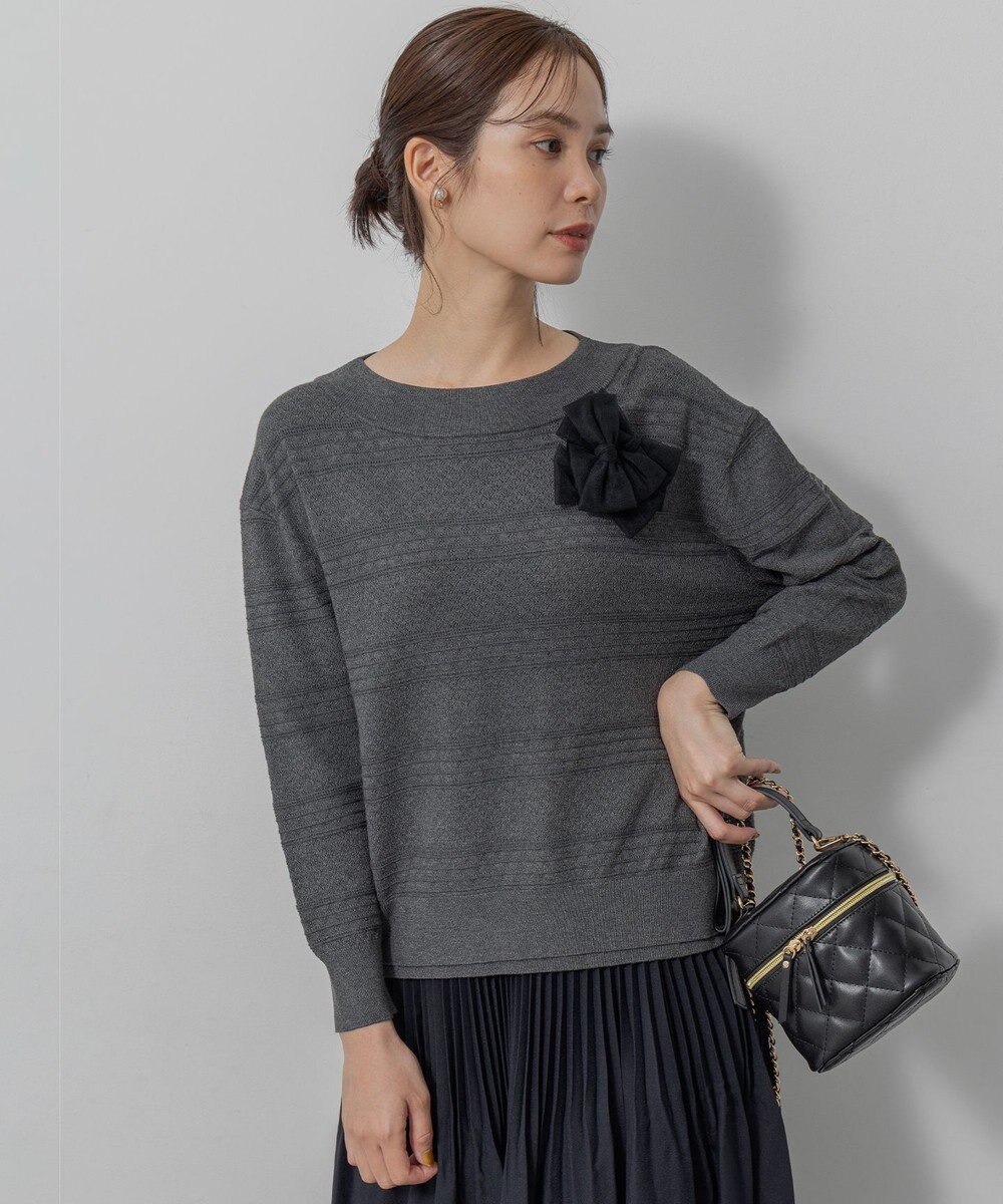 組曲 S 編み柄ディテールニット 