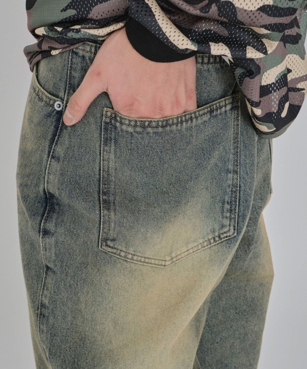 WEGO 【紐で調節可能】スーパーバギーデニムショーツ 