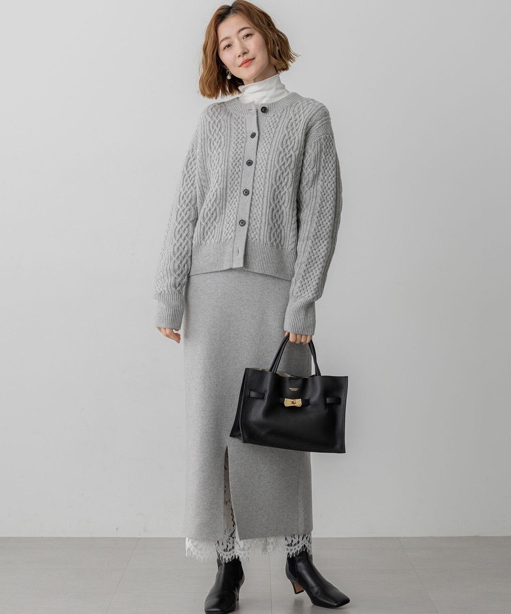 23区 S 【洗える】カシミヤブレンド ケーブルニットカーディガン 