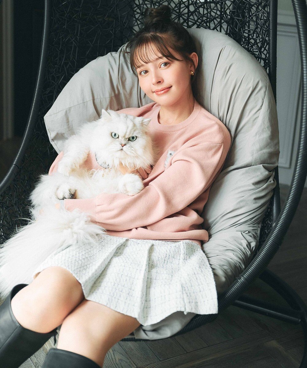 Feroux 【猫カフェMOCHAコラボ】しらたまくん刺繍 ニット 