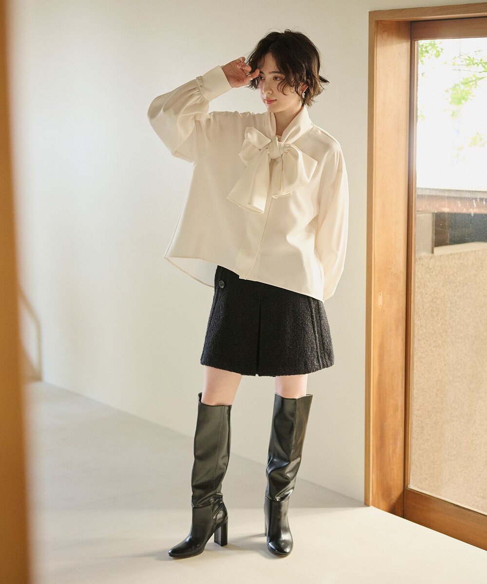 #Newans 【セットアップ可能】裏地キュロットツイードスカート 