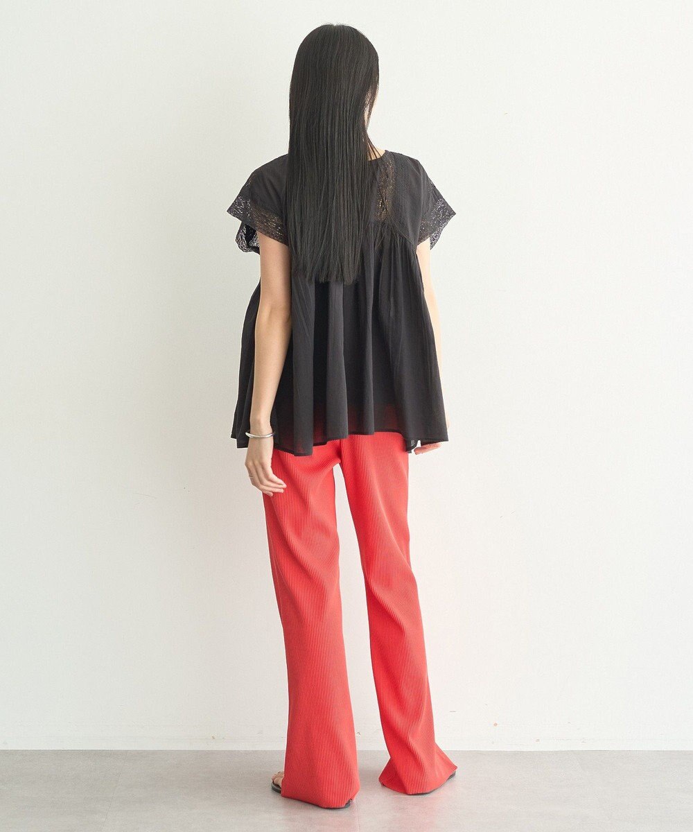 earth music&ecology 【WEB・一部店舗限定】【綿100％】レース＆ピンタックフレンチブラウス 