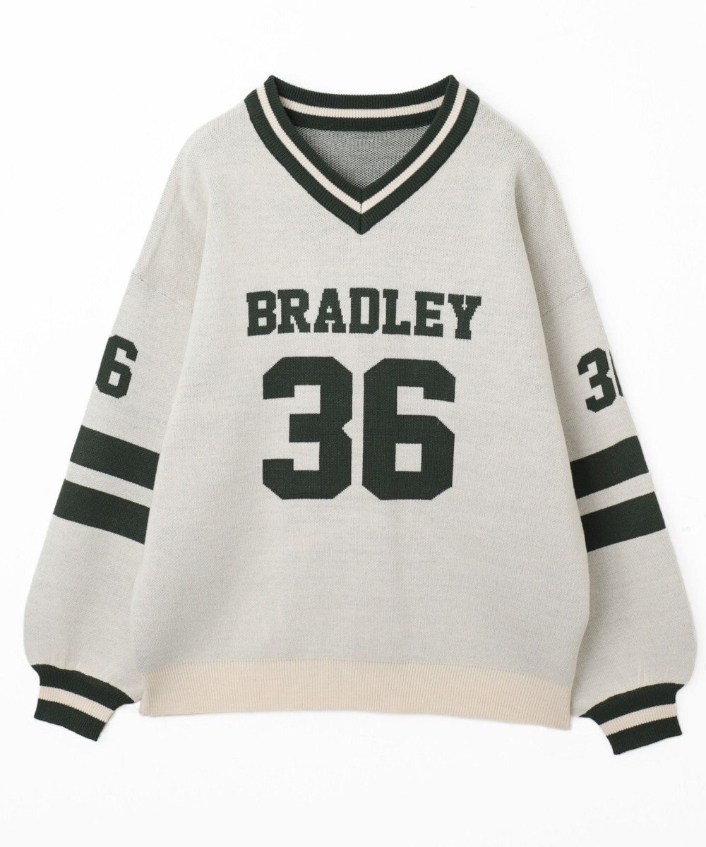 WEGO ナンバリングジャガードVネックニット 