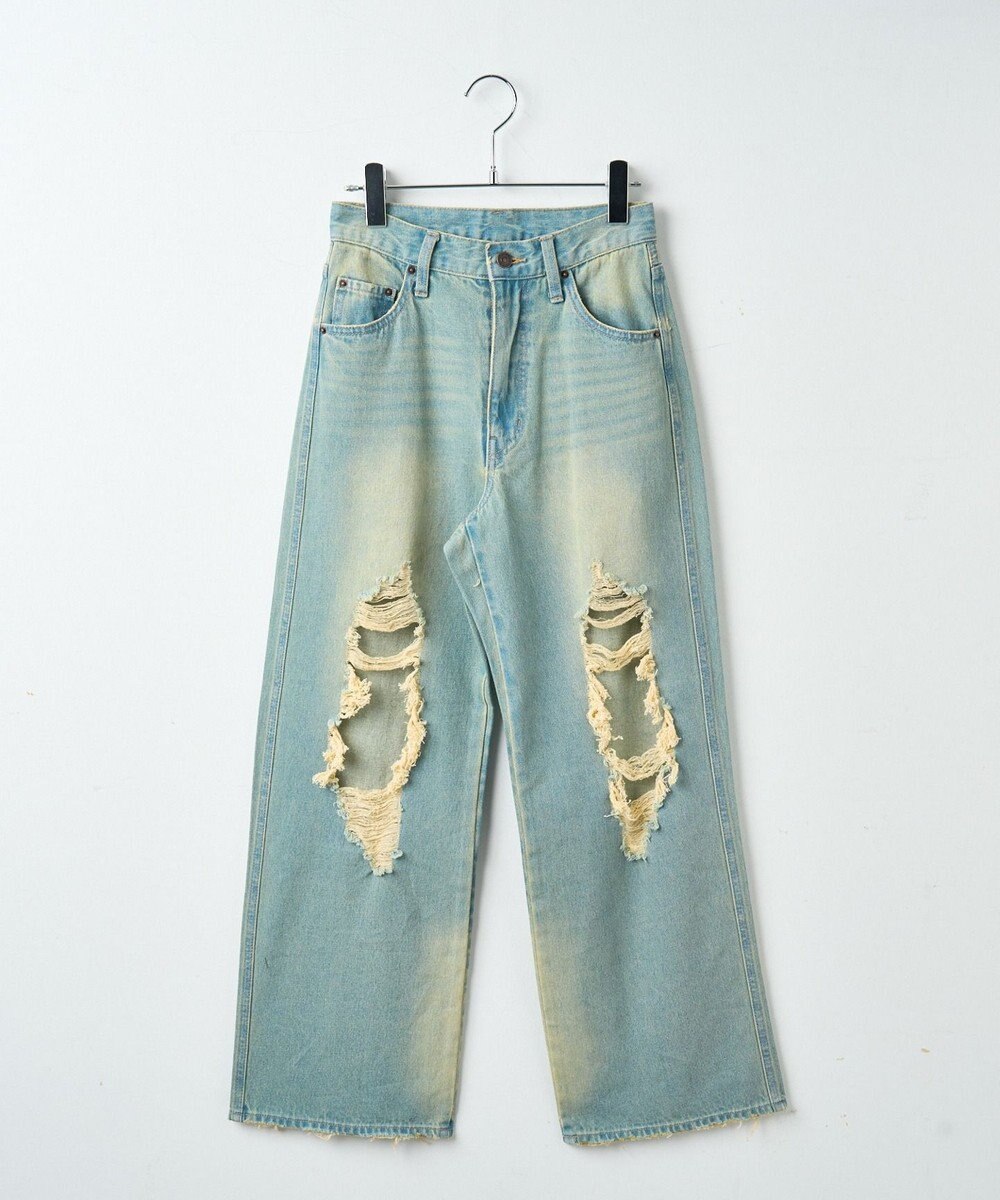 WEGO ヴィンテージウォッシュダメージデニムパンツ 